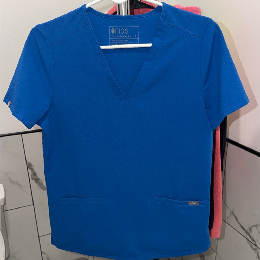Figs Royal Blue V-Neck Scrub Top